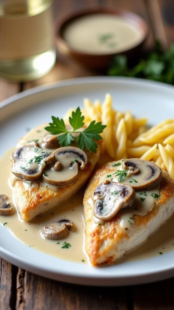 Chicken and Mushrooms in White Wine Sauce recipe