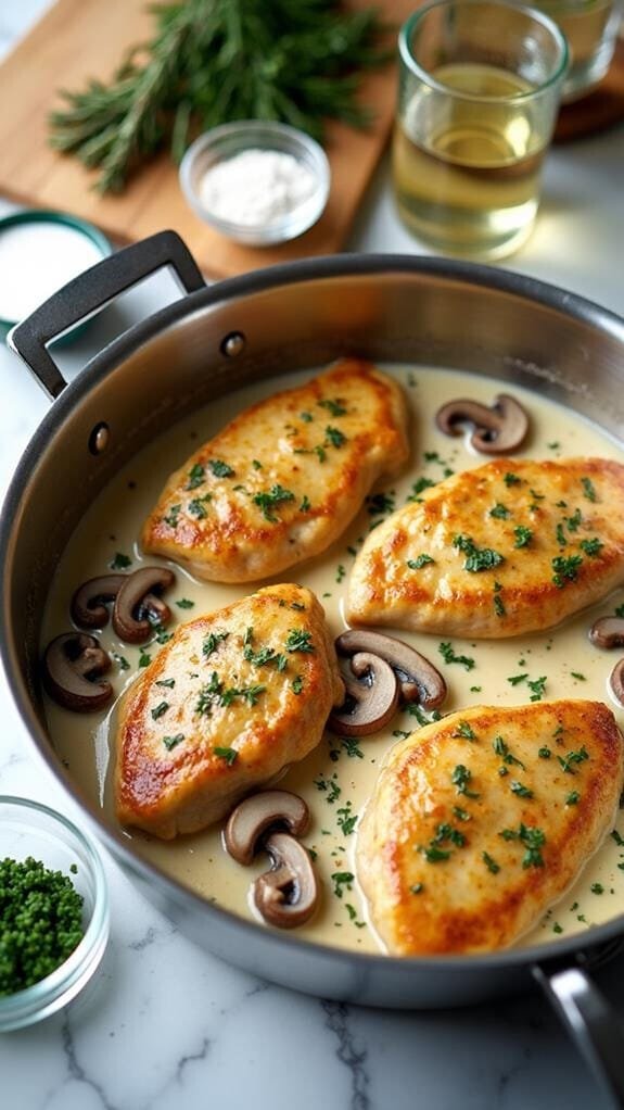 Chicken and Mushrooms in White Wine Sauce recipe