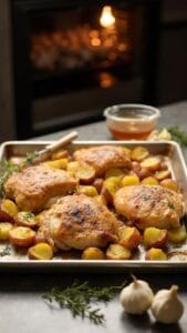 Honey Mustard Glazed Chicken Thighs With Roasted Potatoes