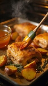 Honey Mustard Glazed Chicken Thighs With Roasted Potatoes