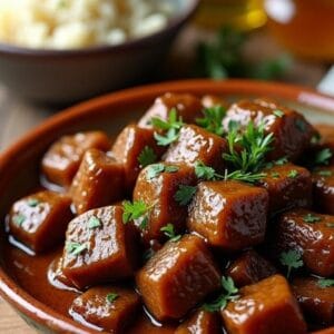 Honey Savory Beef Tips With Herb-Infused Rice