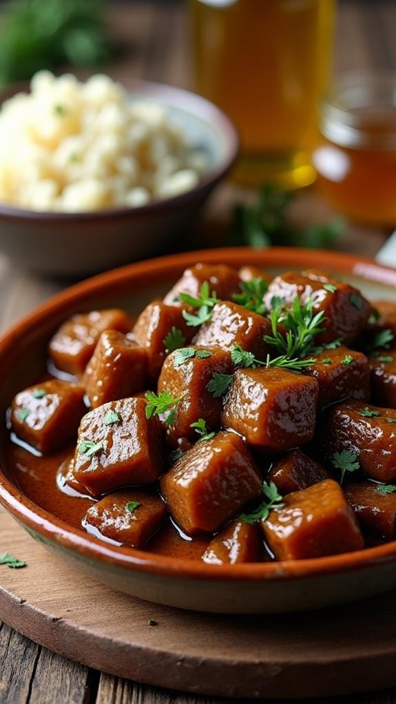 Honey Savory Beef Tips With Herb-Infused Rice