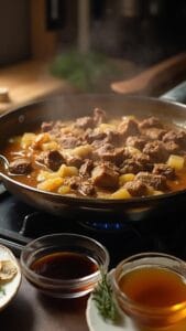 Honey Savory Beef Tips With Herb-Infused Rice