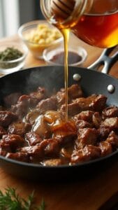 Honey Savory Beef Tips With Herb-Infused Rice