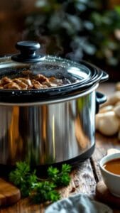 Comforting No Peek Beef Tips in Creamy Mushroom Gravy