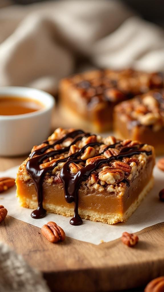 Decadent Keto Pecan Pie Bars With Dark Chocolate Drizzle recipe