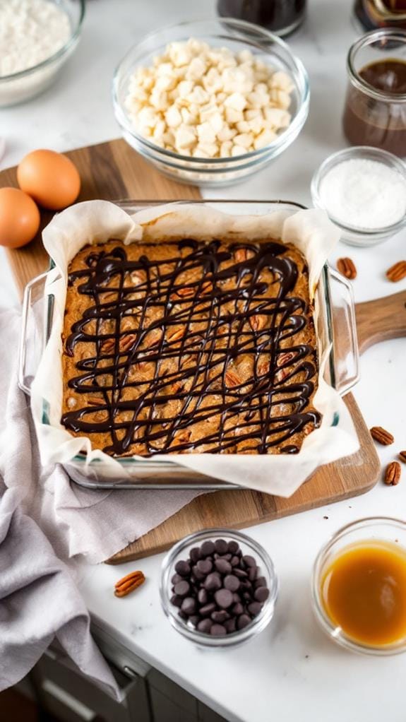 Decadent Keto Pecan Pie Bars With Dark Chocolate Drizzle recipe