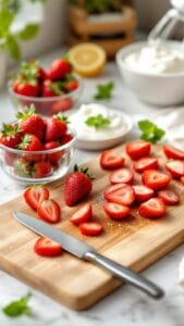 Delectable Strawberry Shortcake Sandwiches With Whipped Cream and Mint