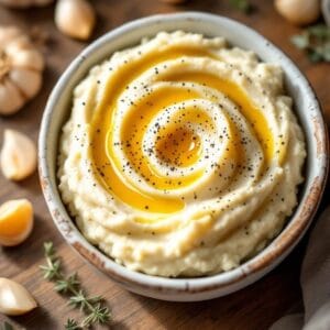 Five-Ingredient Roasted Garlic Mashed Cauliflower for Thanksgiving