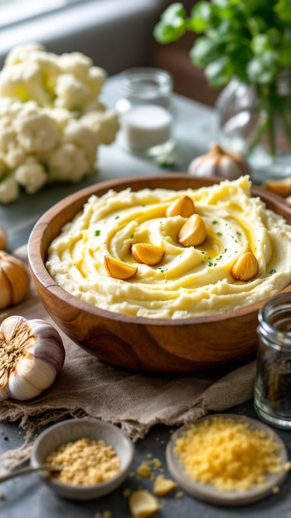 Five-Ingredient Roasted Garlic Mashed Cauliflower for Thanksgiving