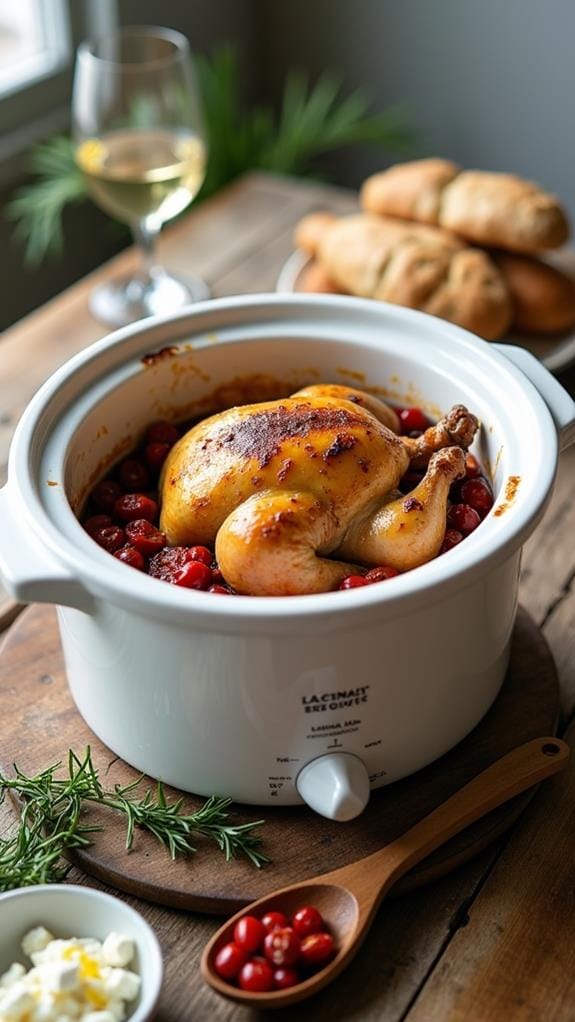 Mediterranean-Style Slow Cooker Whole Chicken With Olives and Feta