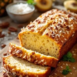 Pineapple Banana Bread With Coconut Flakes and Pecans