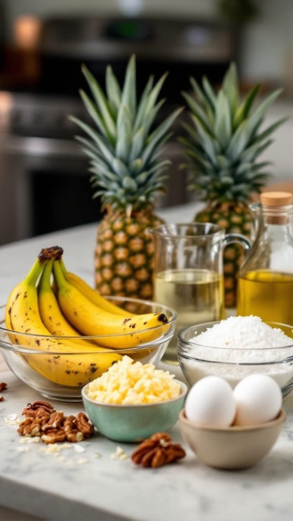 Pineapple Banana Bread With Coconut Flakes and Pecans