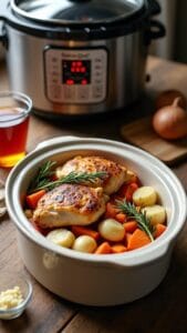 Savory Slow Cooker Chicken With Root Vegetables and Fresh Herbs