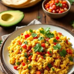 Scrambled Mexican Eggs With Avocado and Salsa Fresca