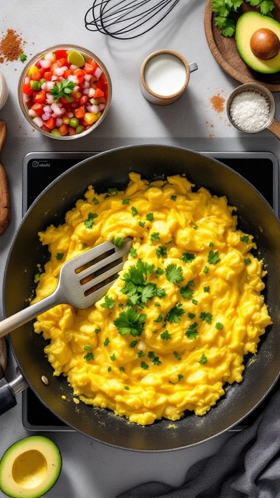 Scrambled Mexican Eggs With Avocado and Salsa Fresca