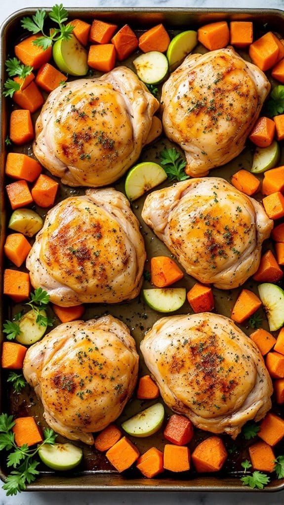 Sheet Pan Chicken With Roasted Apples and Sweet Potatoes recipe