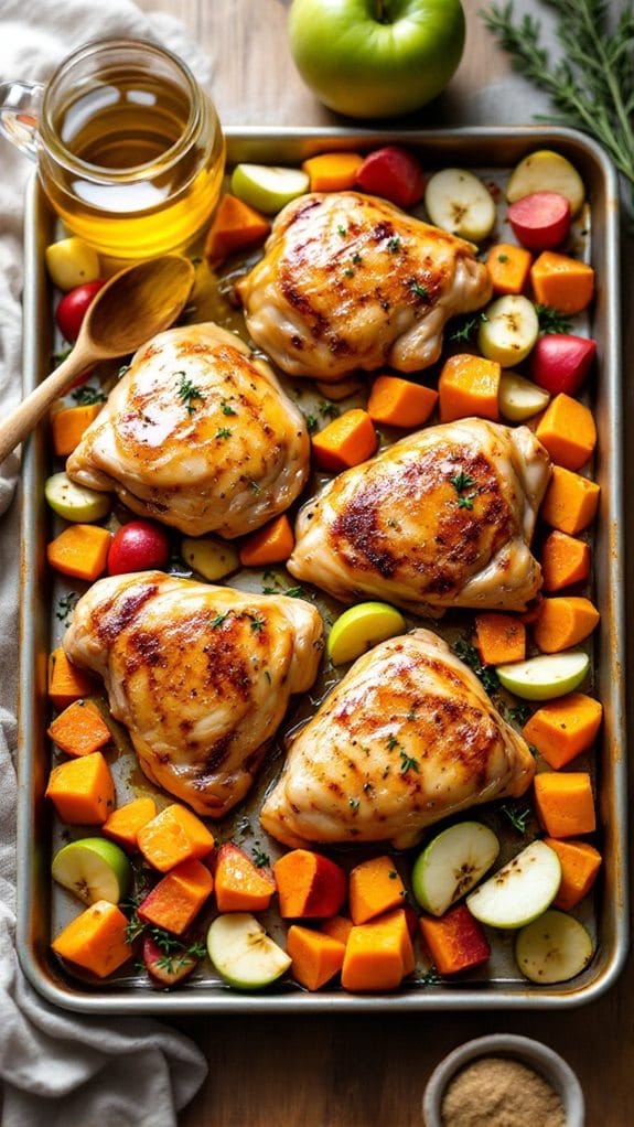 Sheet Pan Chicken With Roasted Apples and Sweet Potatoes recipe