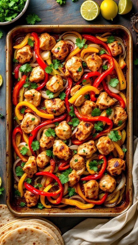 Sheet Pan Fajitas With Roasted Peppers and Onions