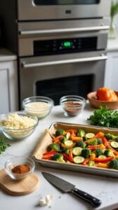 Sheet Pan Garlic Parmesan Tofu With Seasonal Veggies recipe