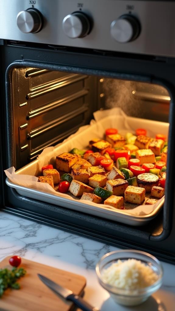 Sheet Pan Garlic Parmesan Tofu With Seasonal Veggies recipe