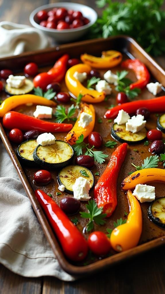 Sheet Pan Mediterranean Roasted Veggies With Feta and Olives