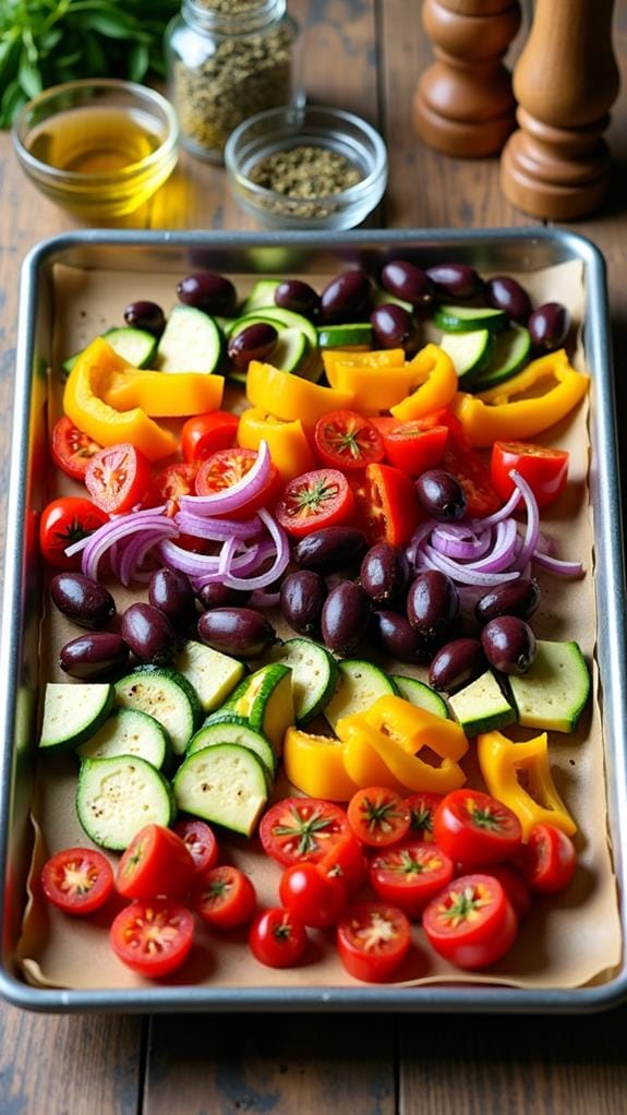 Sheet Pan Mediterranean Roasted Veggies With Feta and Olives