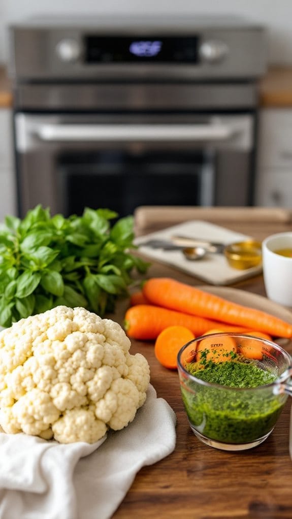 Sheet Pan Pesto Chicken With Roasted Cauliflower and Carrots