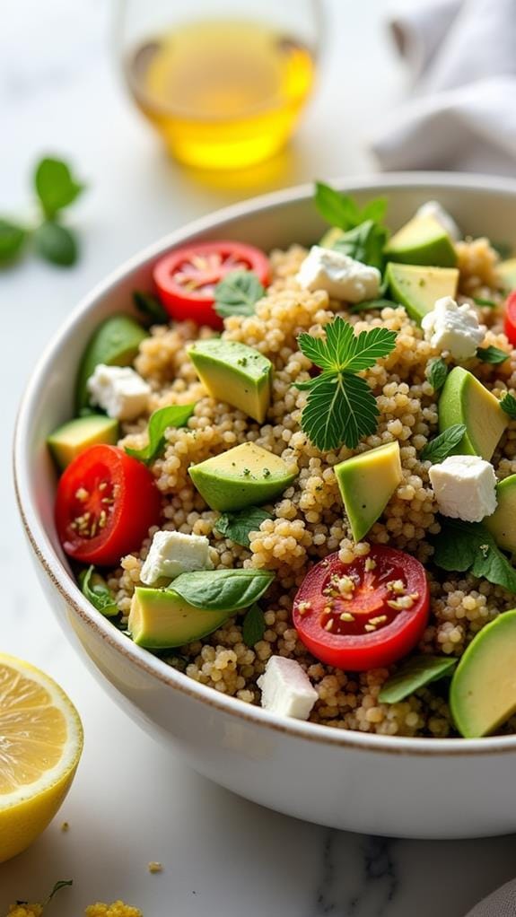 Zesty Lemon Herb Quinoa Salad With Avocado and Feta