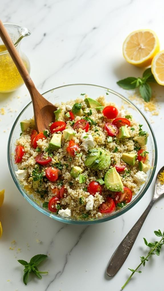 Zesty Lemon Herb Quinoa Salad With Avocado and Feta