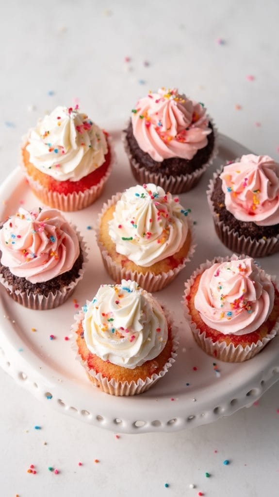 chocolate vanilla strawberry cupcakes