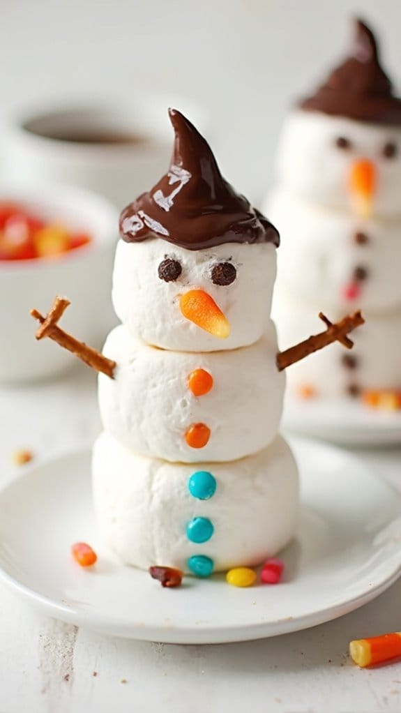 festive marshmallow snowman treats