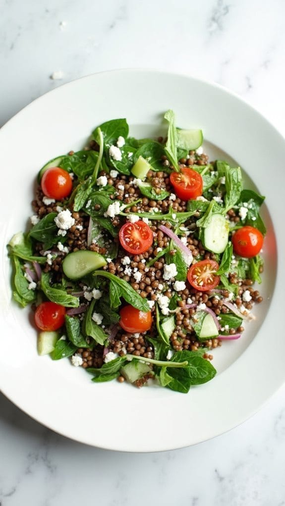 nutritious lentil arugula salad