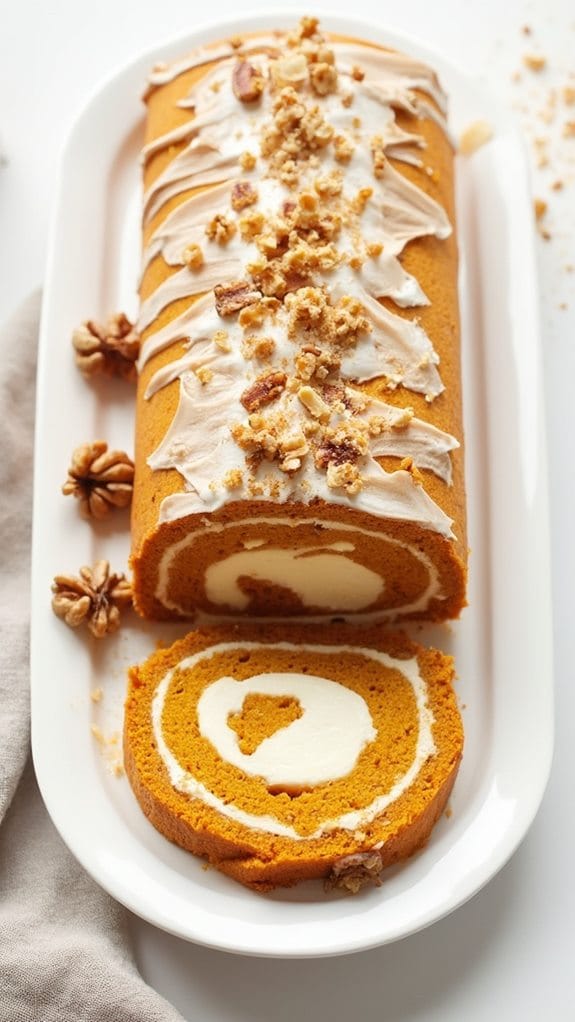 nutty spiced pumpkin roll