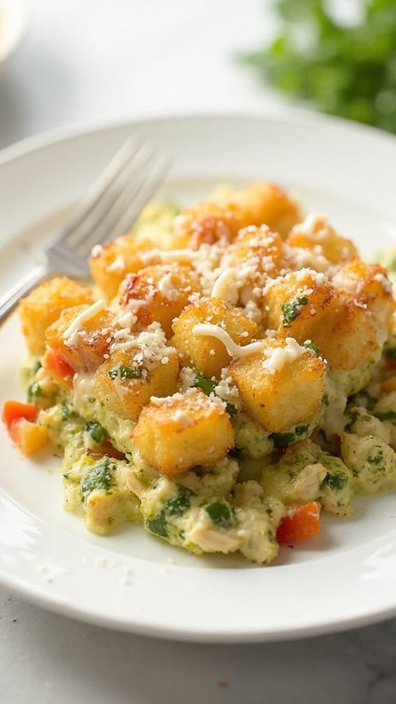 pesto chicken tater tot casserole