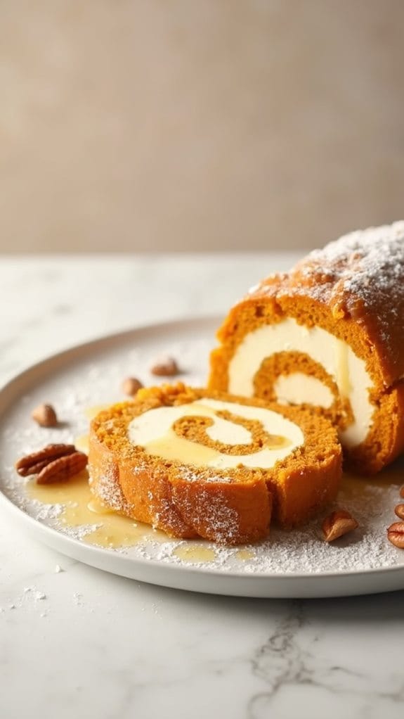 pumpkin roll with maple cream