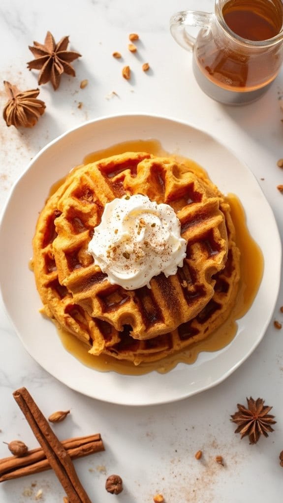 quick pumpkin spice waffles