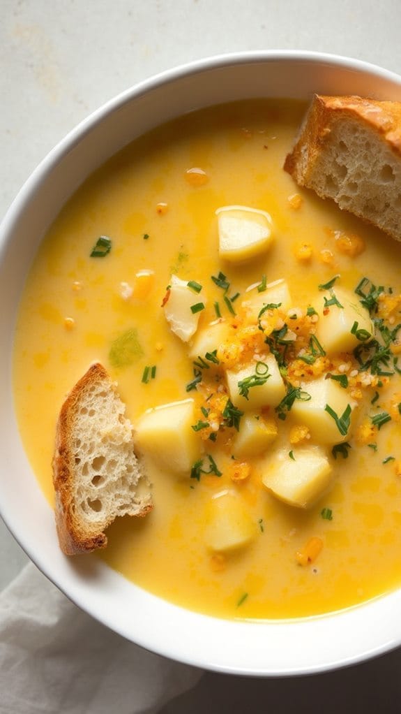 savory apple cheddar soup