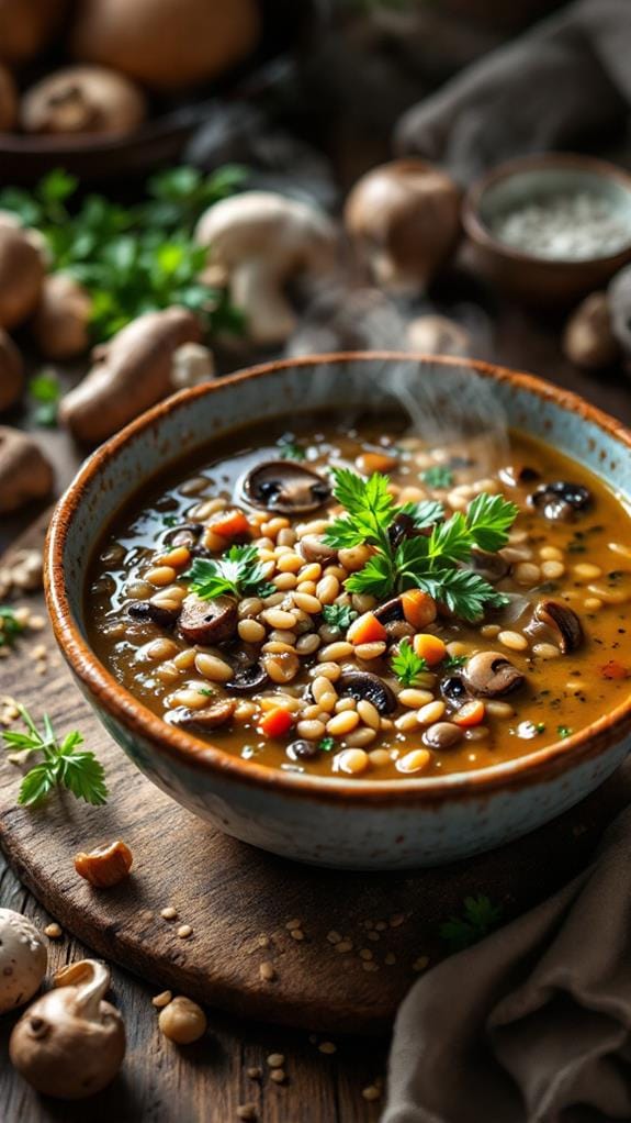 savory mushroom barley soup