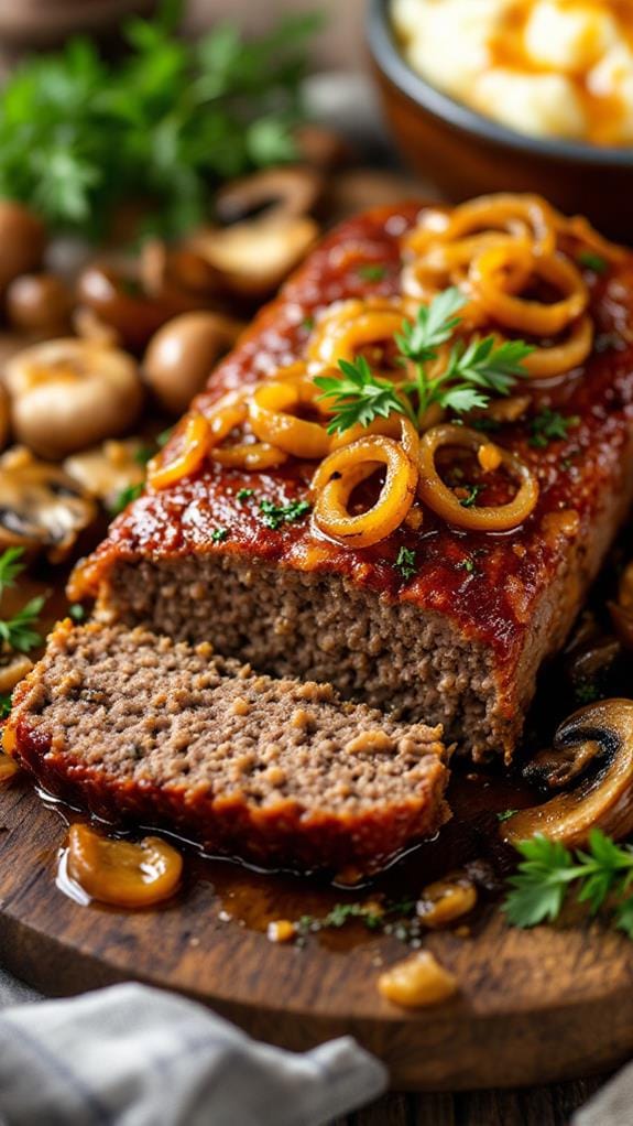 savory mushroom onion meatloaf