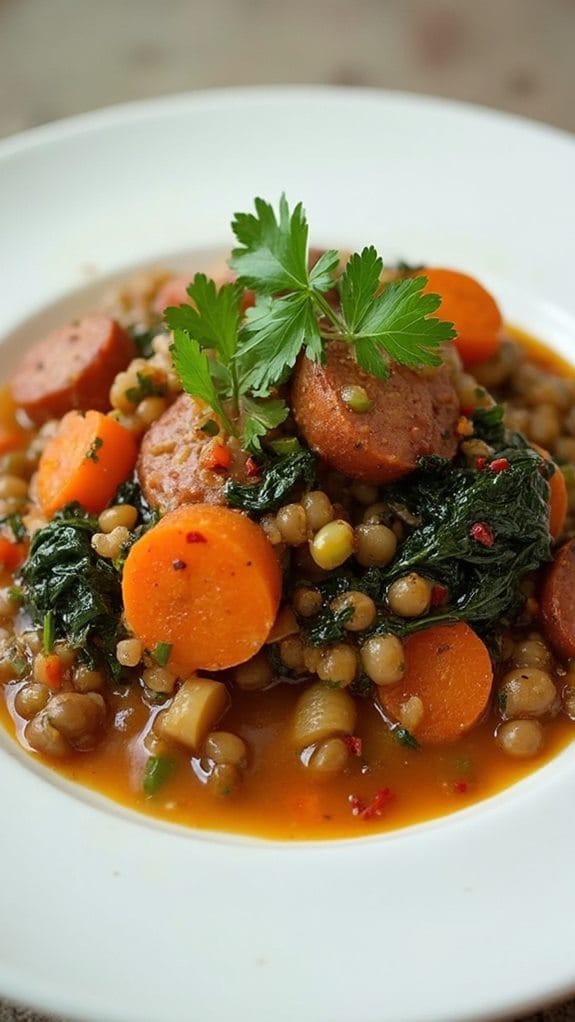 savory sausage lentil dish