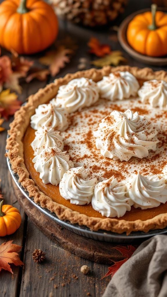 whipped cream topped pumpkin pie