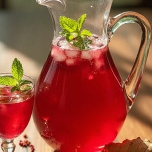 Refreshing Sorrel Drink With Ginger and Mint