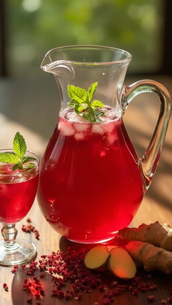 Refreshing Sorrel Drink With Ginger and Mint