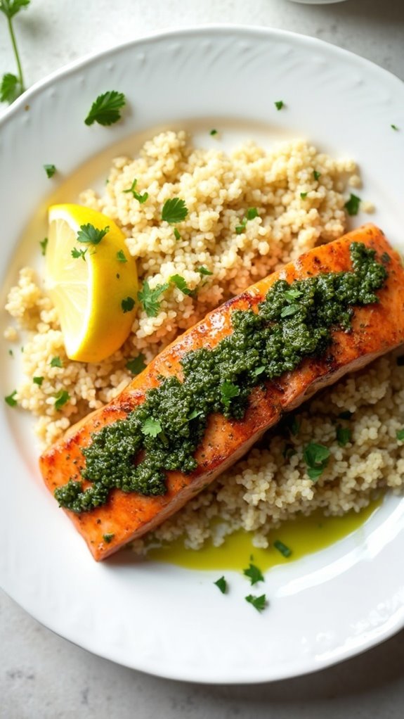 chimichurri salmon quinoa dish