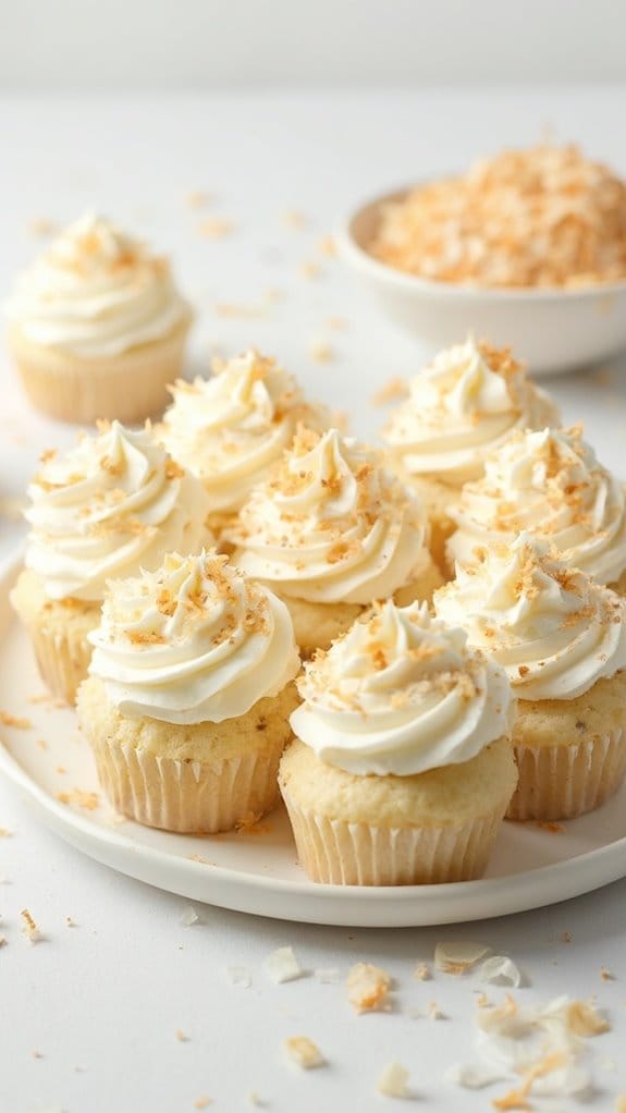 coconut flavored creamy cupcakes