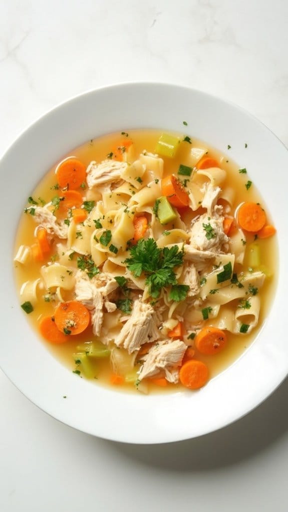 comforting warm chicken broth