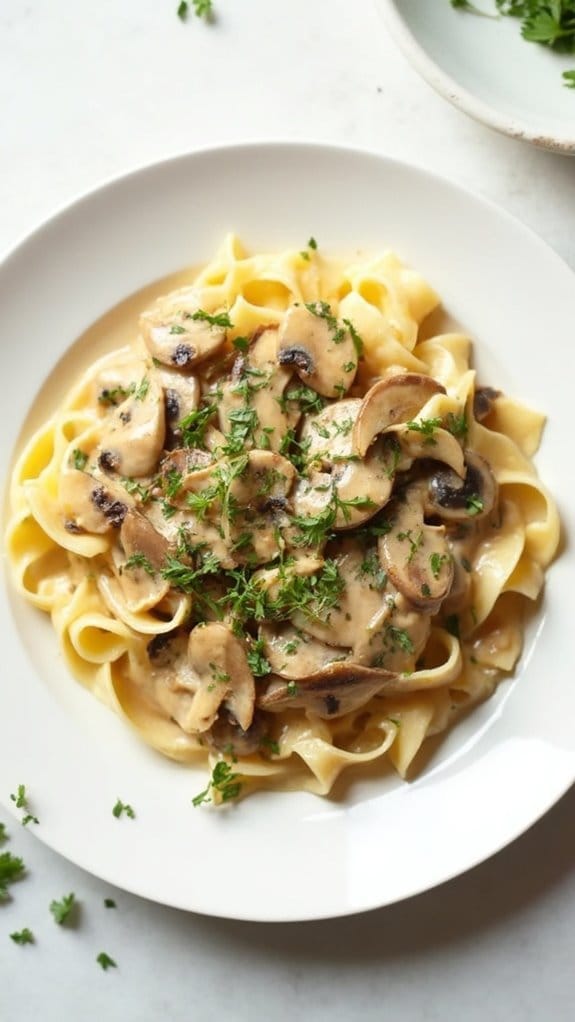 creamy mushroom pasta dish