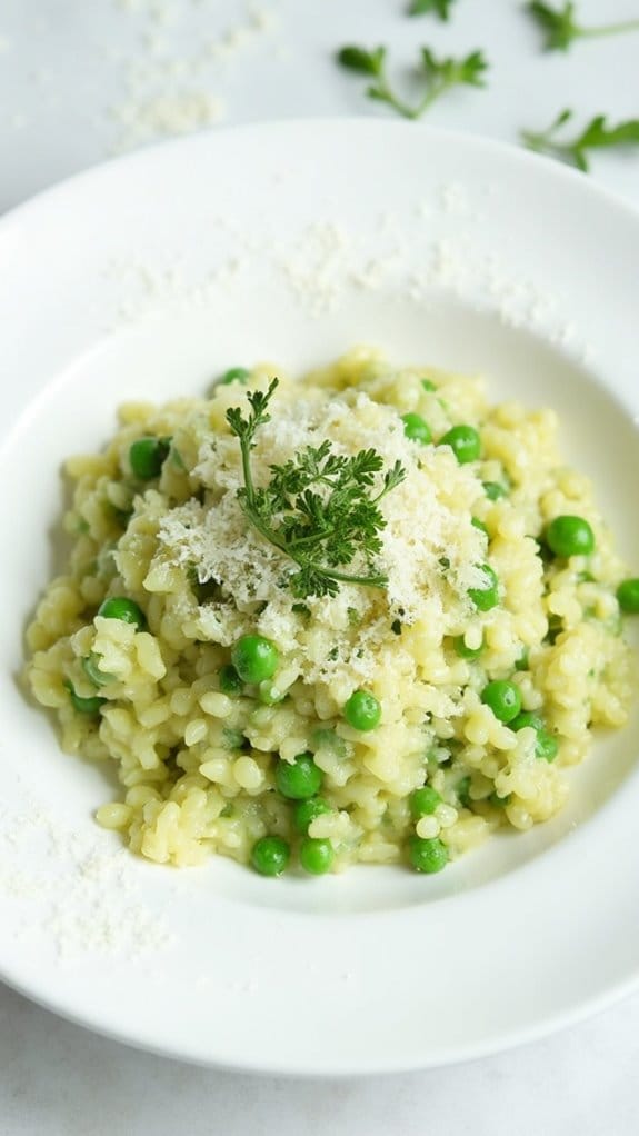 creamy pea risotto bake