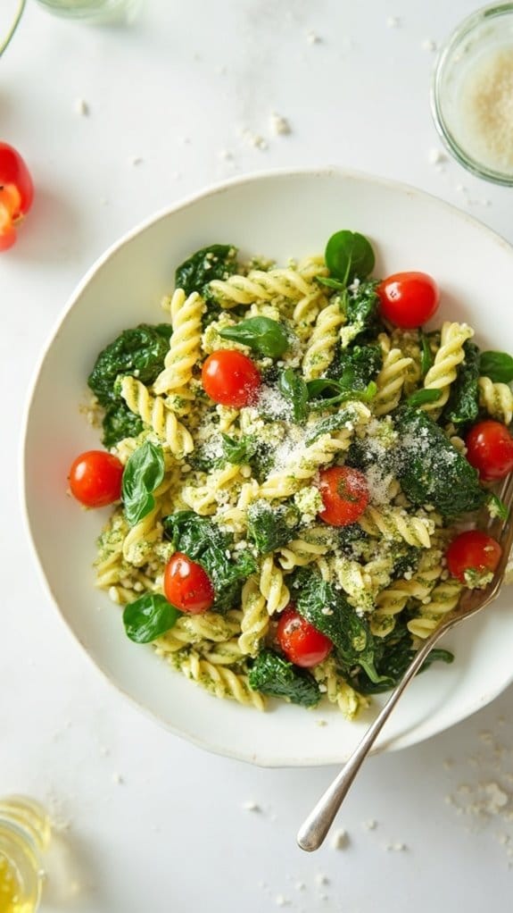 creamy ricotta pesto pasta